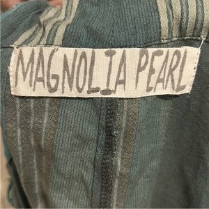 Rare Magnolia Pearl Blue Striped Cotton Drawstring Snap Skirt